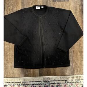 TanJay Women’s Cardigan Large Beaded Embellished Holiday Christmas